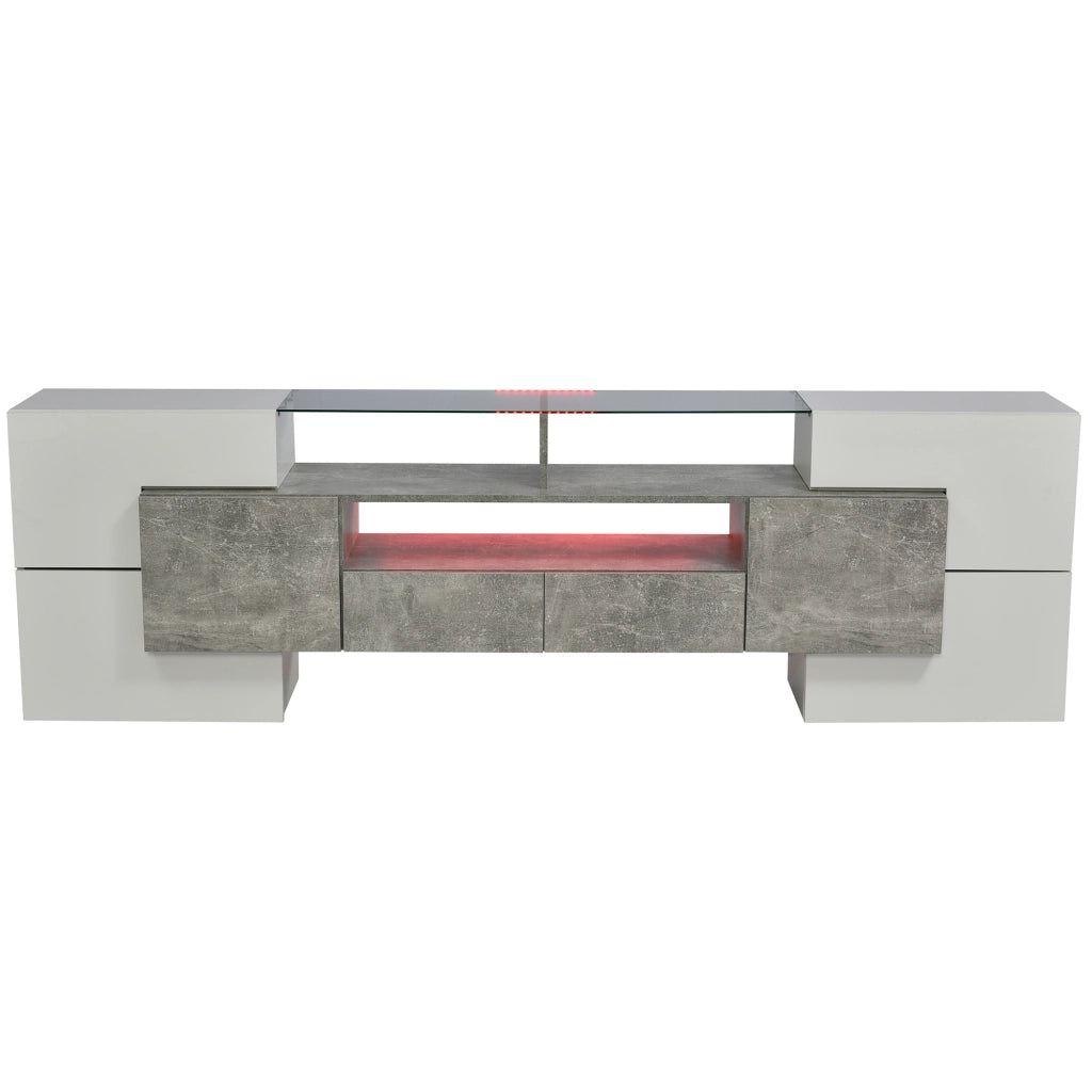 MOBILE TV con LED 200x35x60 cm MDF Grigio e Bianco Lucido