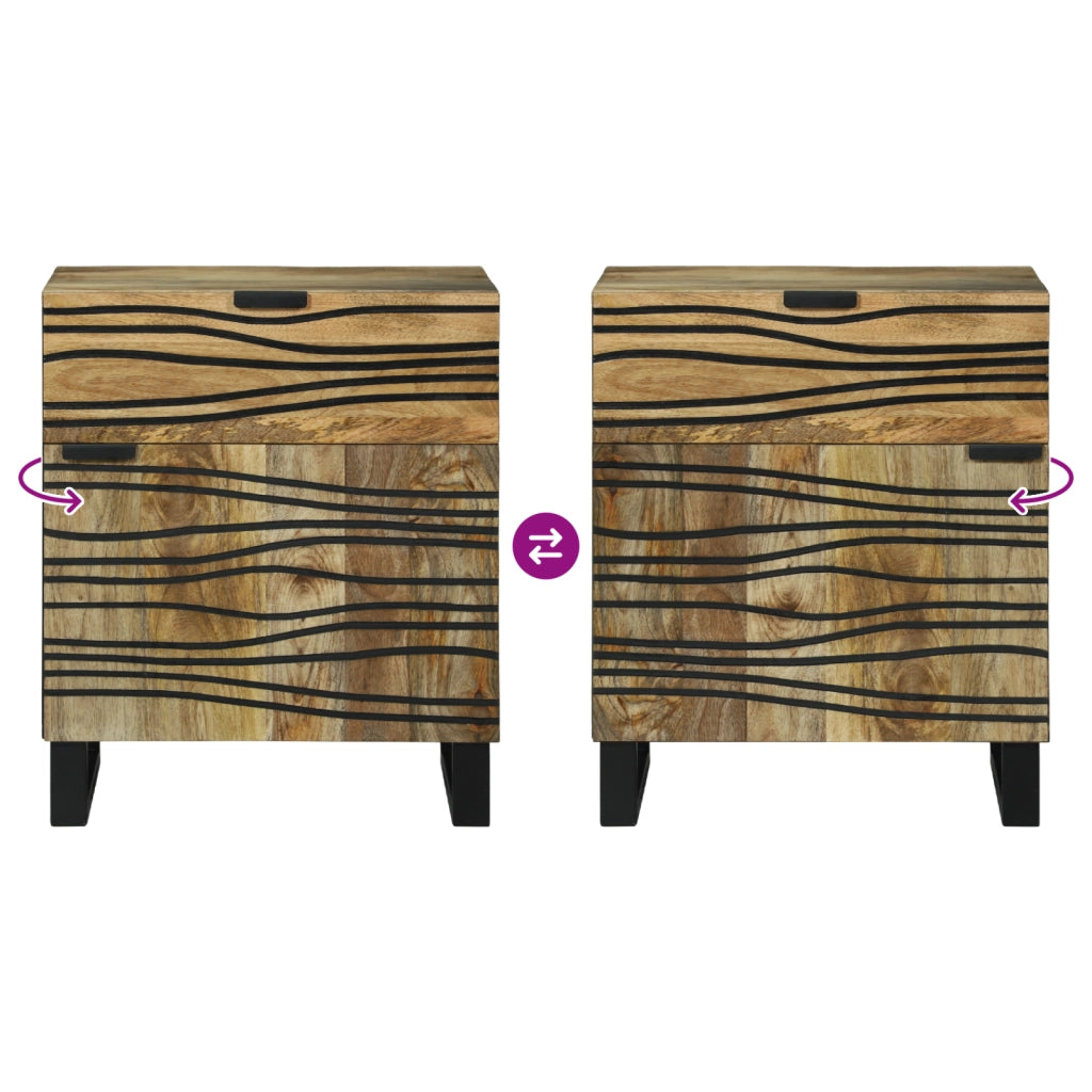 Comodino 50x33x60 cm in legno massello di mango