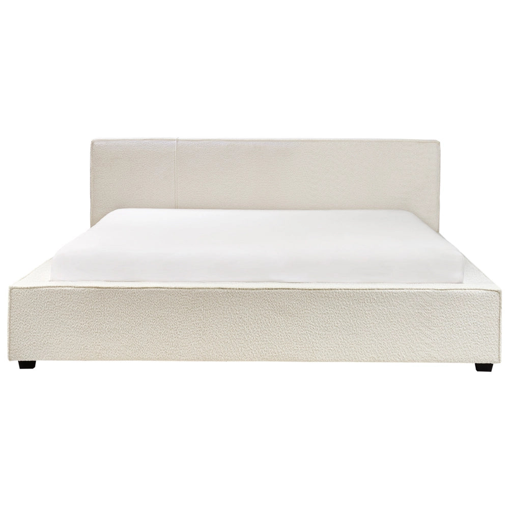 Letto matrimoniale in tessuto bouclé bianco sporco 180 x 200 cm stile moderno