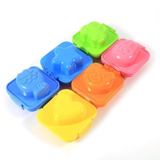 Set di Forme per Uova da 6 Pezzi - Forme Cartoon - Plastica PP Duratura - Resistente al Calore - Muffiniera per Uova/Sushi - Forme per Uova