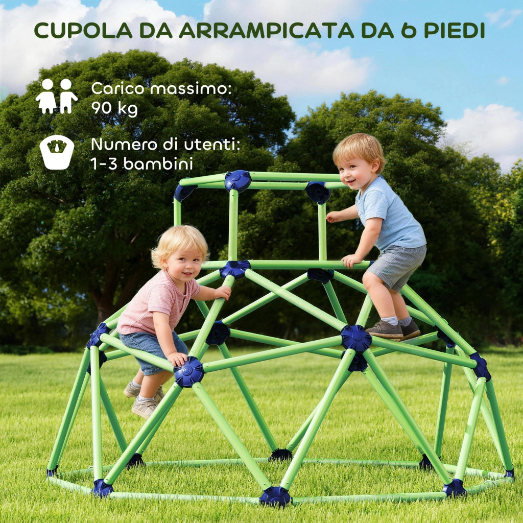 Gioco Arrampicata per Bambini Ø182,5x119 cm a Cupola con Bordi Smussati in PP Verde e Viola