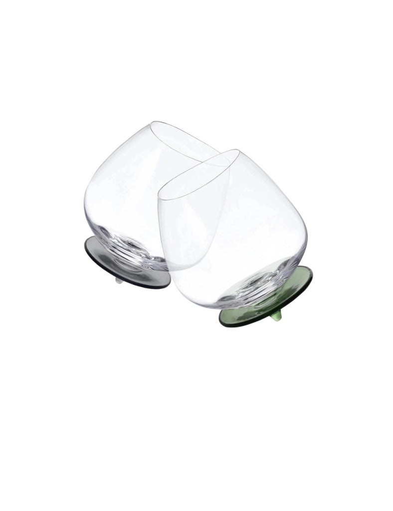 Set 2 bicchieri basculanti in vetro borosilicato verde/fumé Brandani