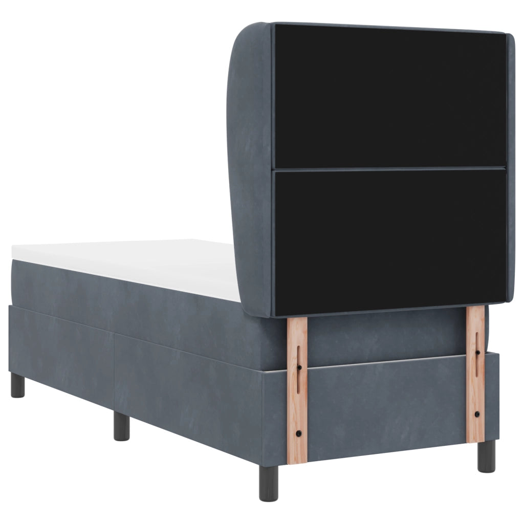 Letto a Doghe con Materasso  Grigio Scuro 80x200 cm Velluto