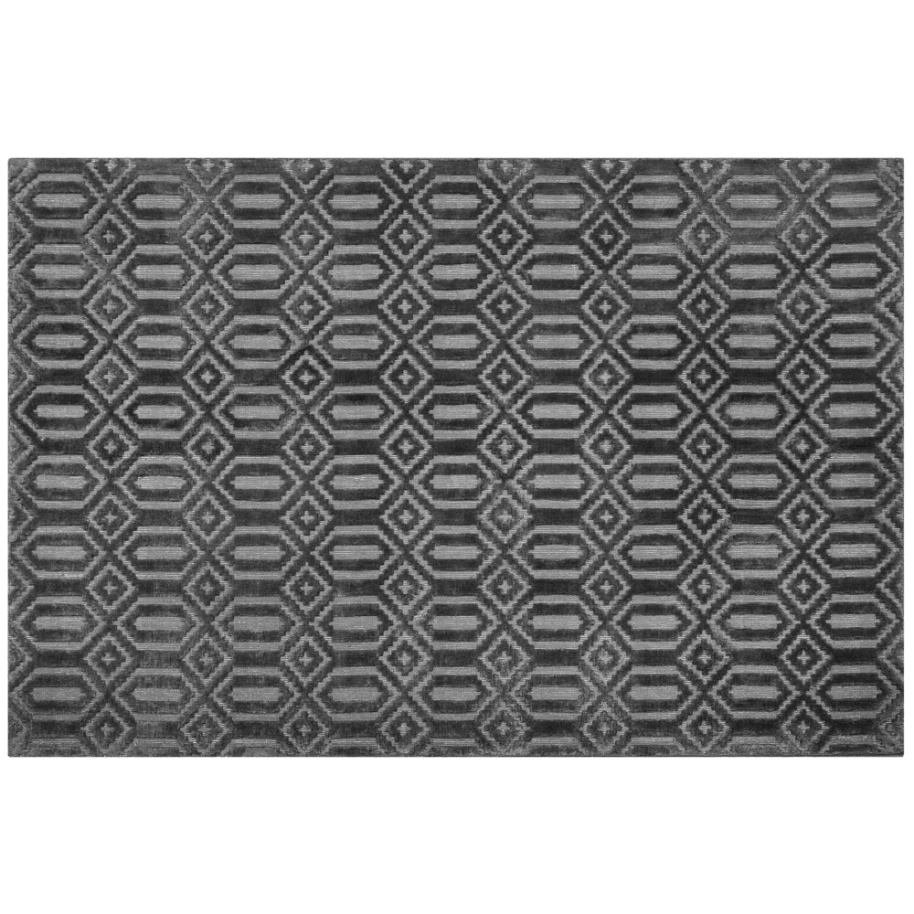 Tappeto Grigio Viscosa 160 x 230 cm Motivo Geometrico Tessuto a Mano Flatweave