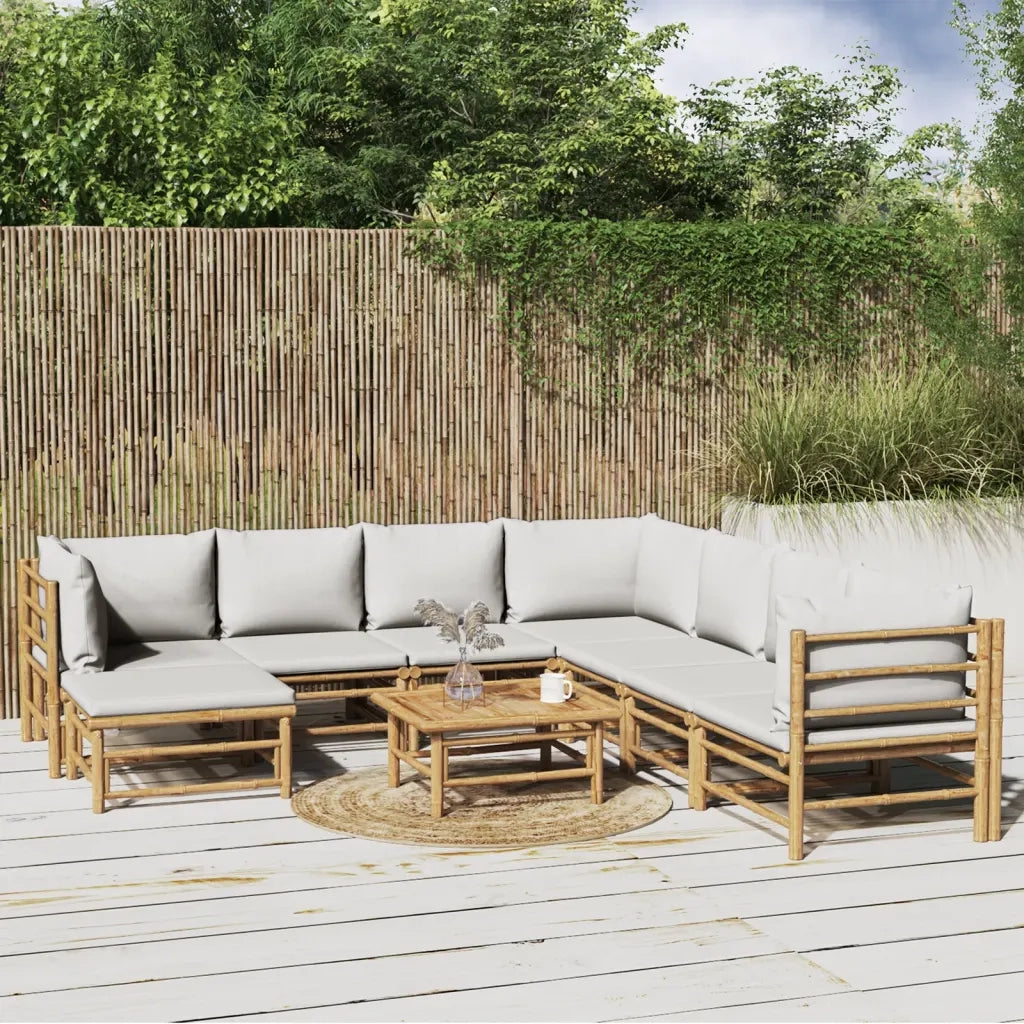 Set Salotto da Giardino 9pz con Cuscini Grigio Chiaro BambÃ¹cod mxl 77269