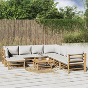 Set Salotto da Giardino 9pz con Cuscini Grigio Chiaro BambÃ¹cod mxl 77269