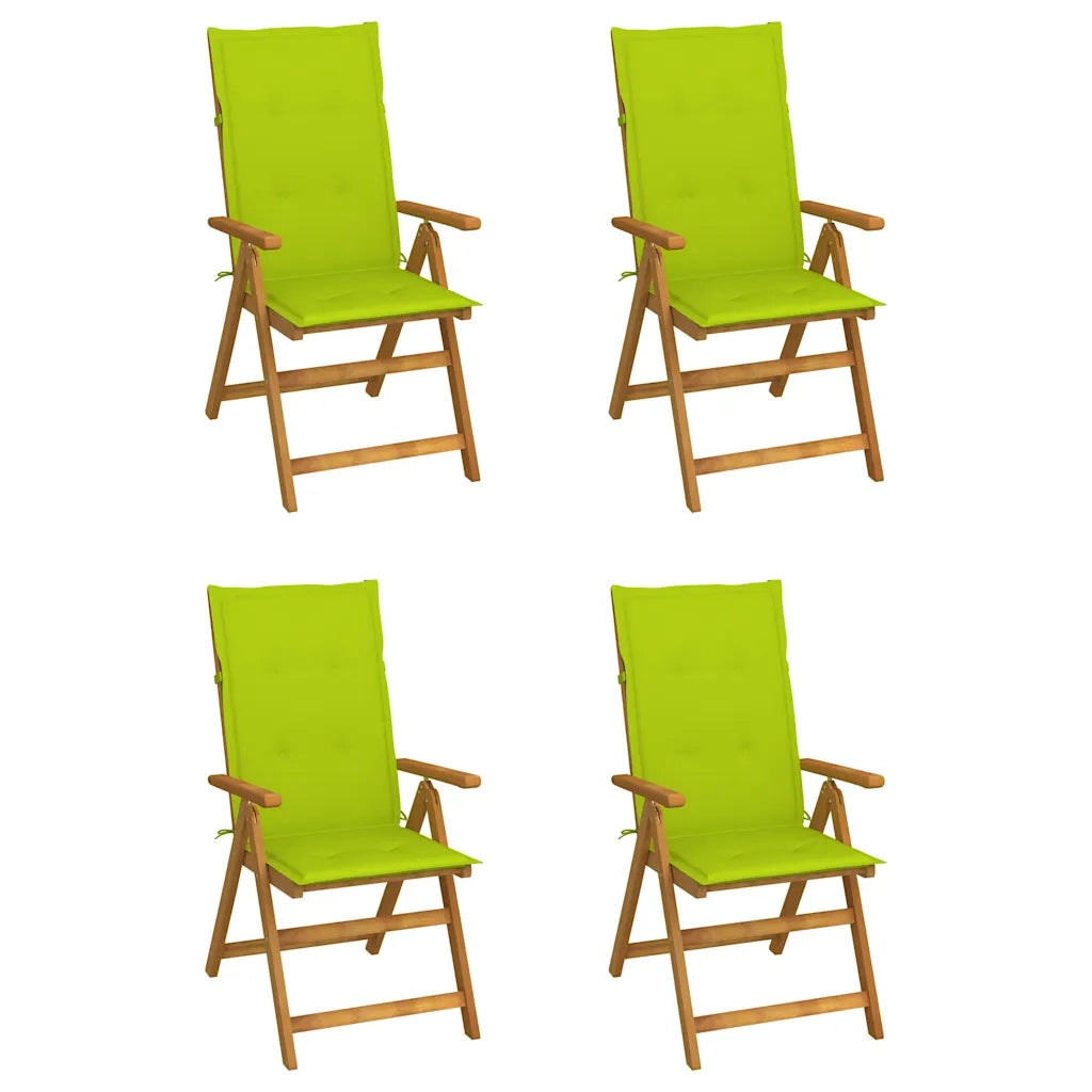 Sedie Reclinabili Pieghevoli 4 pz con Cuscini Massello Acacia 3065358
