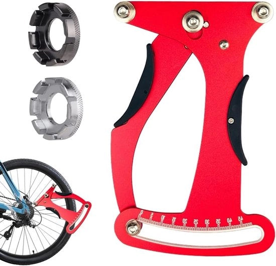 Misuratore di pressione pneumatica - Chiave di pressione pneumatica con misuratore di pressione e chiave di pressione - Rosso - Per pneumatici di bicicletta - Lega di alluminio