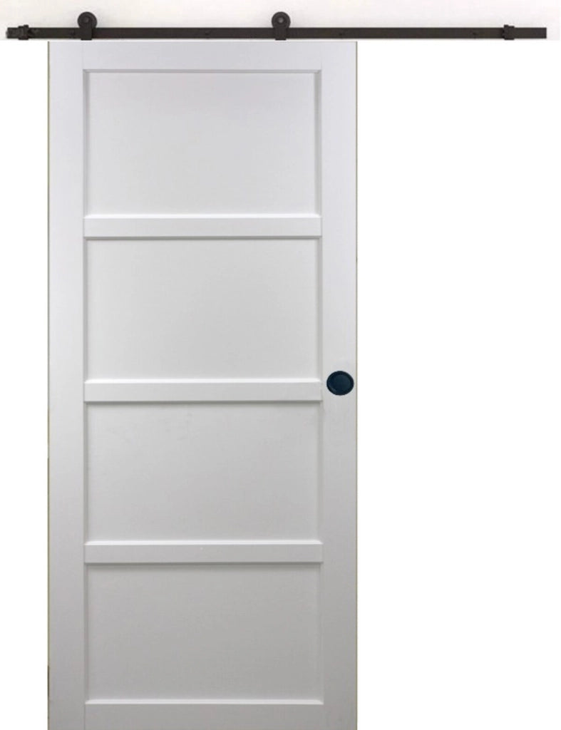 Porta Scorrevole Tamera Bianca 4 ante H204 x L93 + Guida a rulli e 2 Gusci Neri