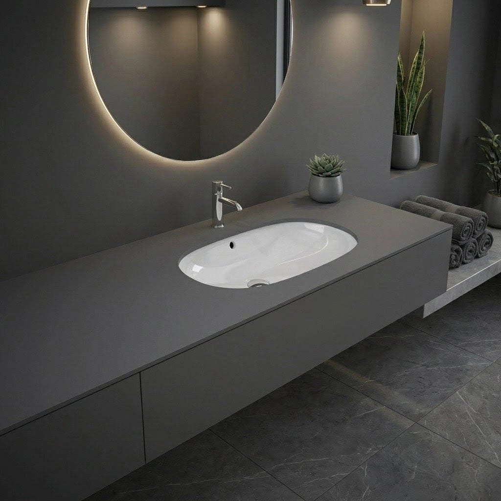 Lavabo sottopiano ovale allungato Rak Ceramics - Bianco