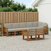 Set di divani da esterno 8 pcs Naturale e Grigio Chiaro
