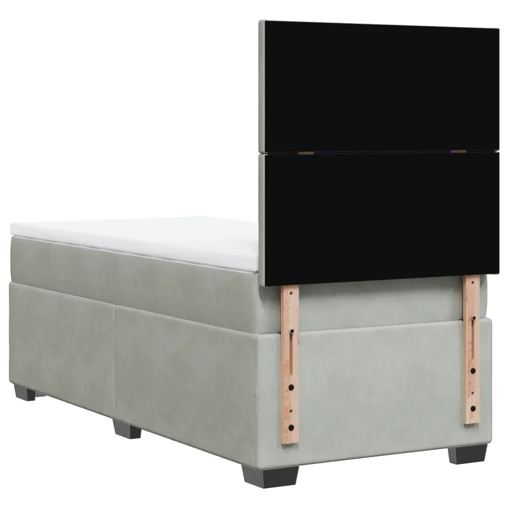 Giroletto a Molle con Materasso Grigio Chiaro 90x200 cm Velluto 3290804