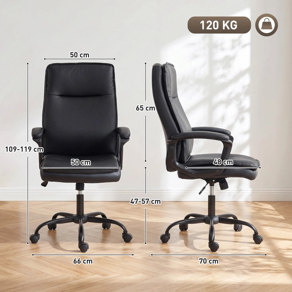 Sedia da ufficio ergonomica in similpelle reclinabile ¨C zephmum ¨C nero