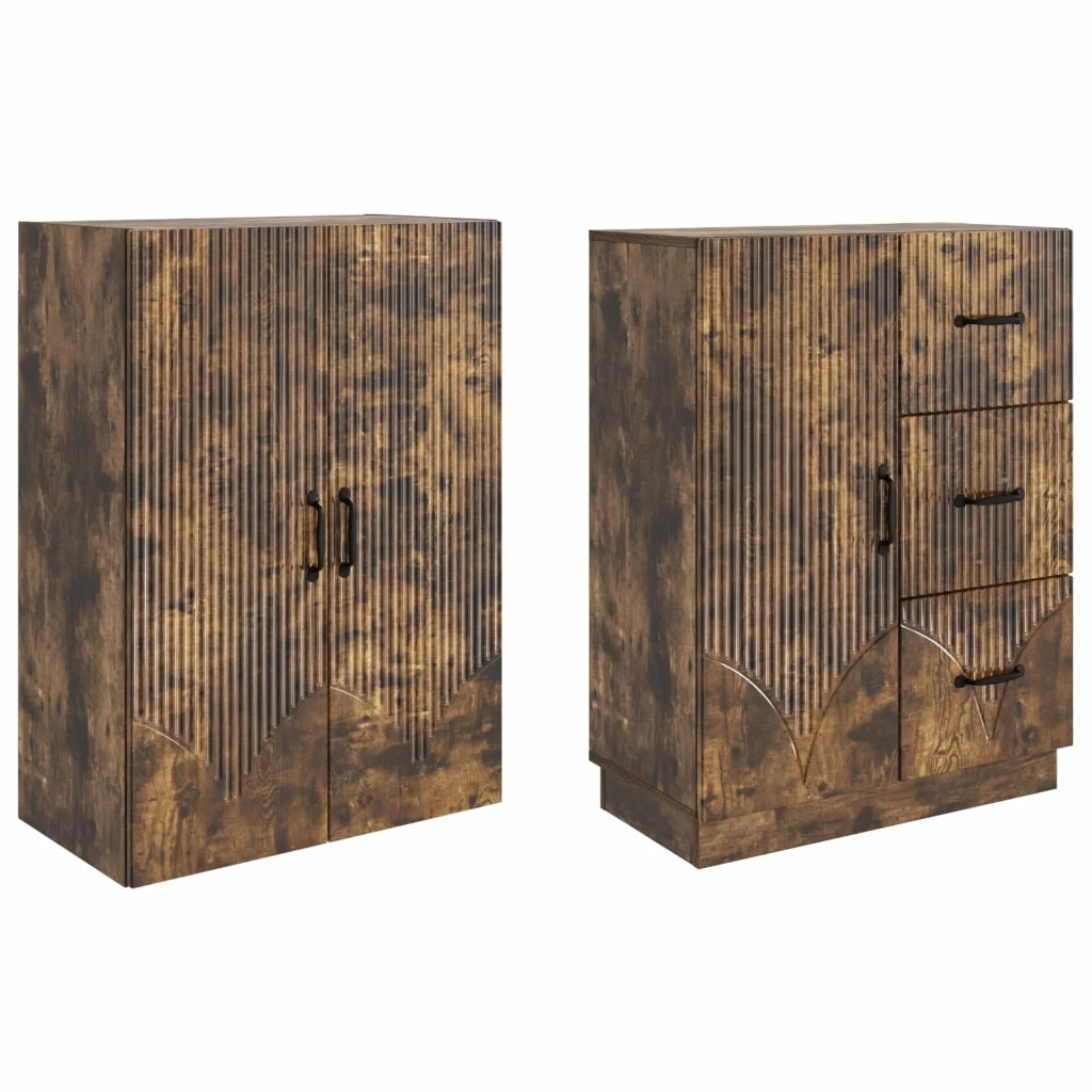 Set di armadi 2 pcs Rovere Fumo Legno ingegnerizzato