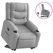 Poltrona | Sedia Relax Alzapersona Reclinabile Grigio Chiaro in Tessuto