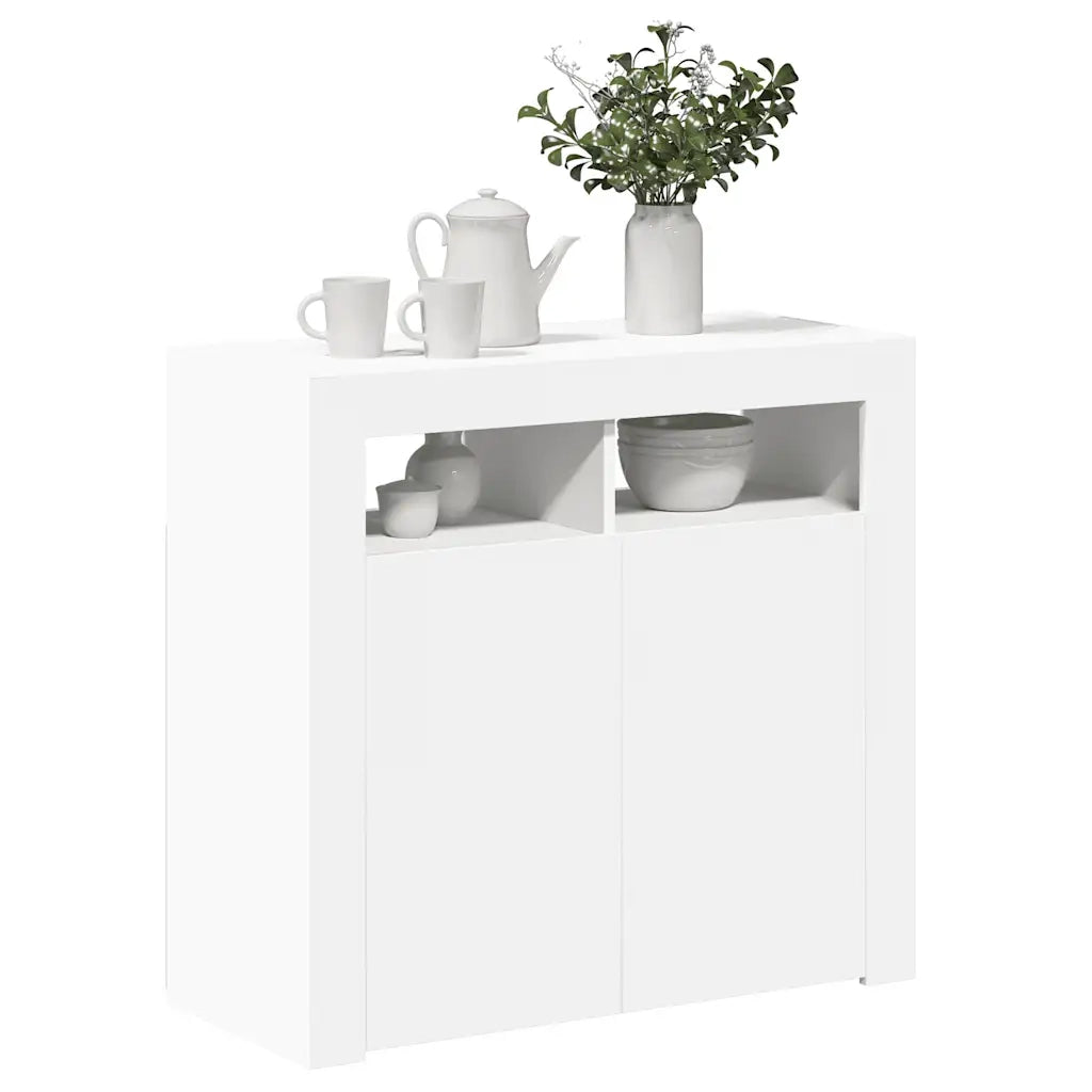 Credenza | Madia | Buffet da pranzo | Armadio da pranzo con Luci LED Bianca 80x35x75 cm
