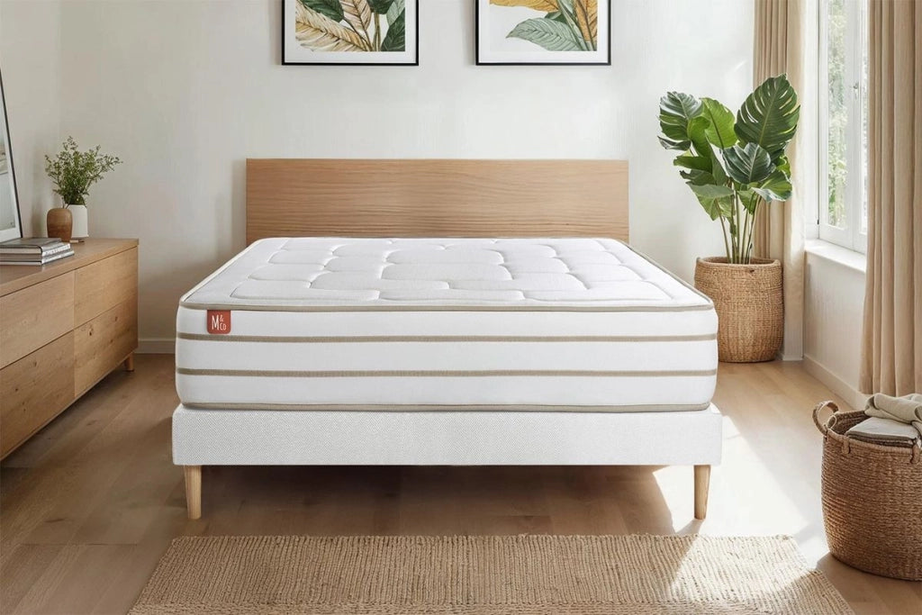 Pacchetto letto completo - Materasso 200x200cm + Box spring con doghe (kit) + 2 cuscini + Piumino - Le Douillet