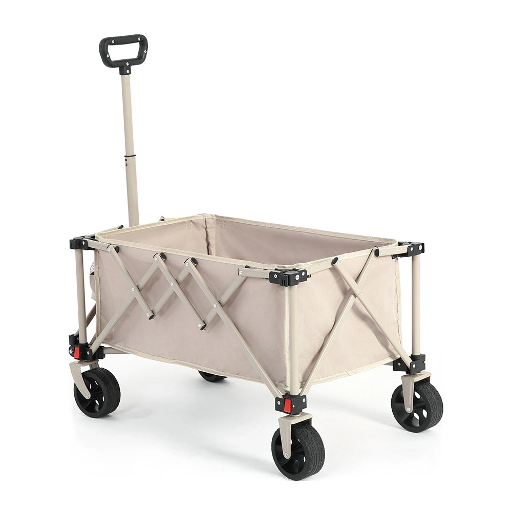 Carrello pieghevole robusto - Xylo - Ruote fuoristrada manico regolabile - Beige