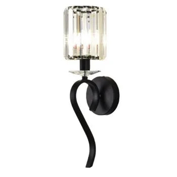 Applique Da Parete Nero Attacco E14 Lampada Muro Paralume In Vetro Metallo E36-1