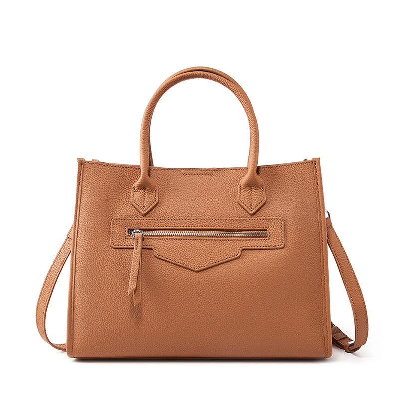 Borsa a tracolla da donna in vera pelle, colore marrone.