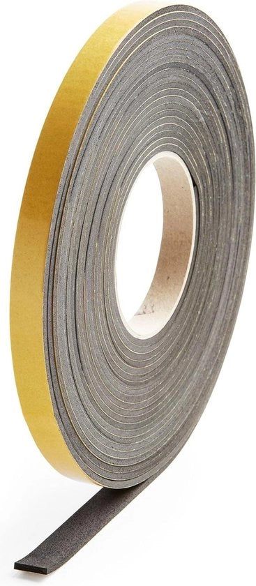 Tubo di sigillatura nero 3 x 20 mm - autofissante - sigillatura porte e finestre - sigillatura porta blindata - 10 metri Tubo di sigillatura