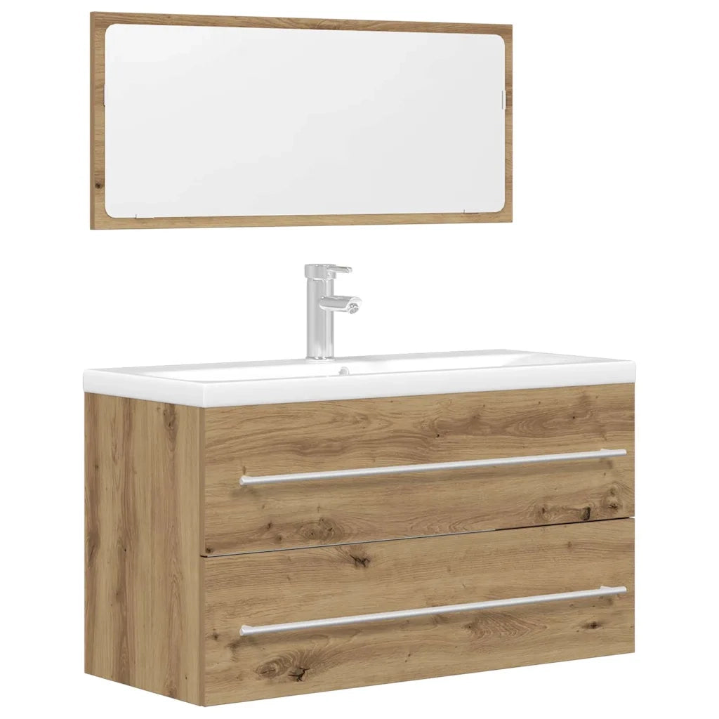 Set Mobili da Bagno 2 pz Rovere Artigianale Legno Multistrato