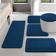 Set di tappeti per bagno, tappeto antiscivolo per bagno, set di 5 tappeti per bagno in gommapiuma e tappeto per gabinetto a forma di U, blu marino