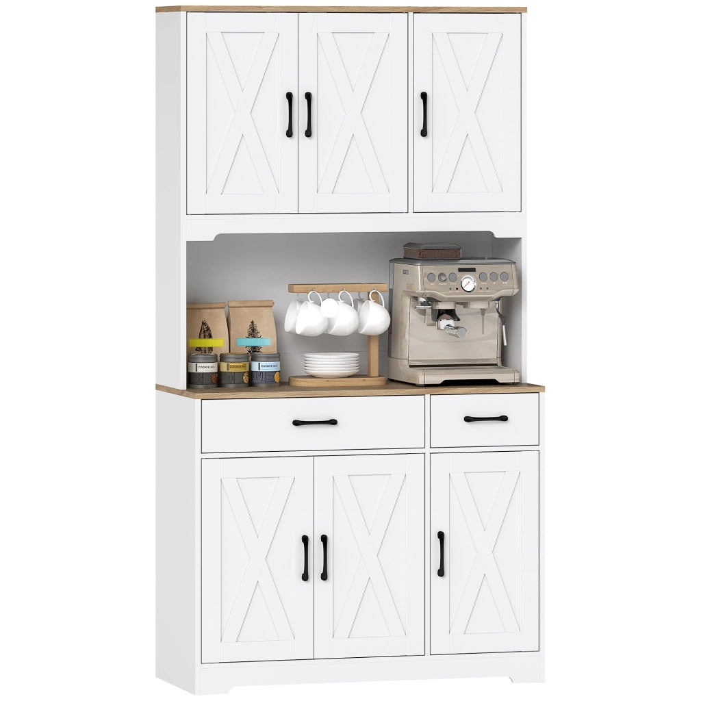 Armadio da Cucina con 6 Ante e 2 Cassetti ¨C Zephmum ¨C Bianco 90x51x