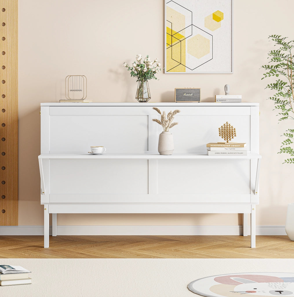 Letto a scomparsa verticale 140x200 cm bianco con rete