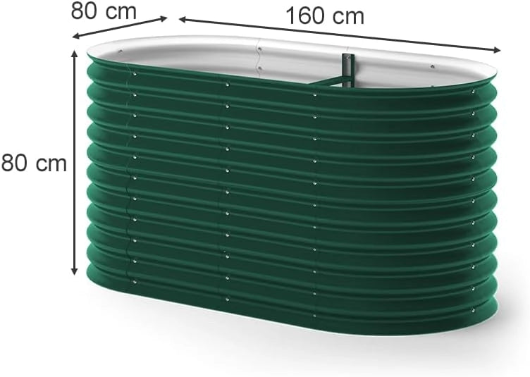 Letto per orto rialzato, Verde, 160 x 80 cm, per la coltivazione e crescita di ortaggi e erbe aromatiche