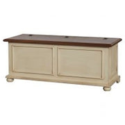 Cassapanca in legno Shabby chic mod cipolla bicolore avorio anticato e noce