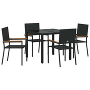 Set da Pranzo per Giardino 5 pz | Set Salotto da Giardino Nero polyrattan