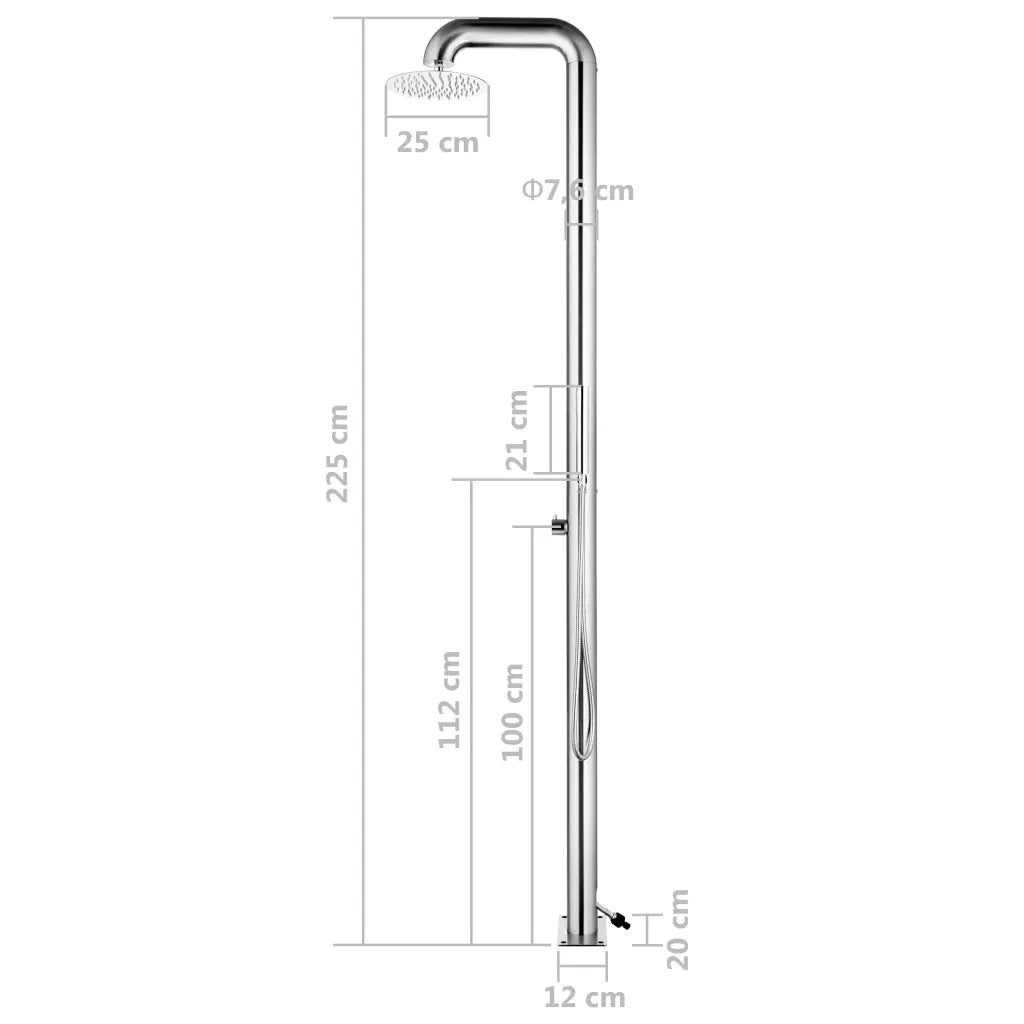 Doccia da Giardino 225 cm in Acciaio Inossidabile CFW9013177