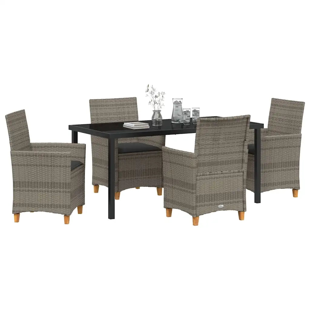 Set da Pranzo per Giardino 5 pcs Grigio polyrattan 3381075