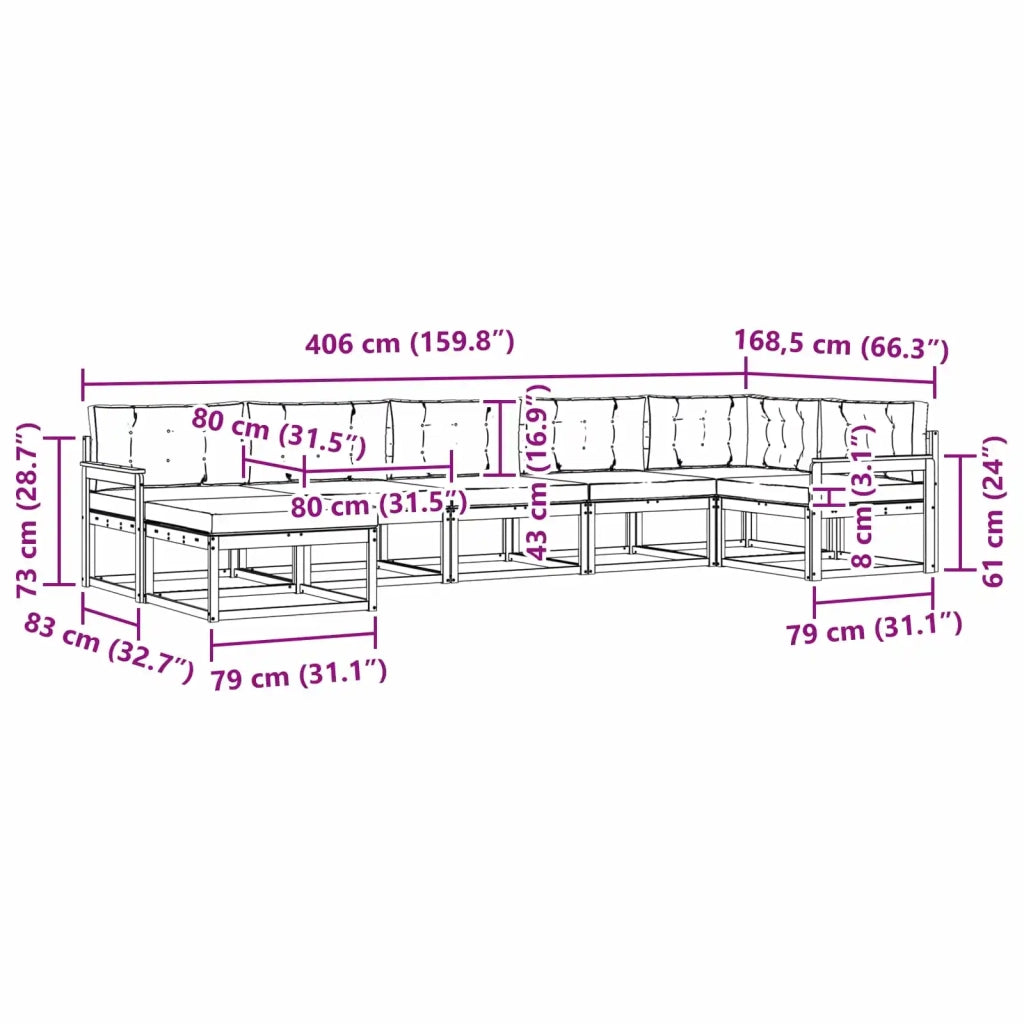 Set di divani da esterno 7 pz Bianco e Antracite 3386751