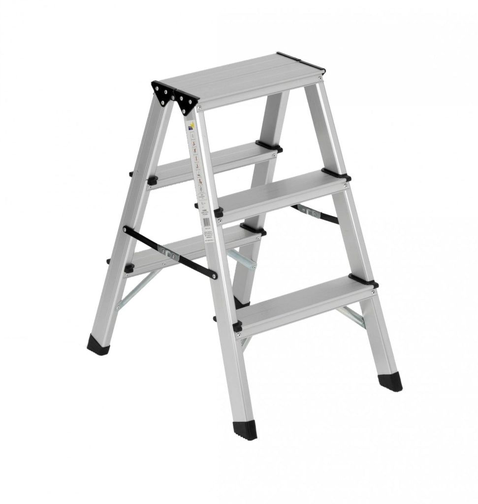 Sgabello in alluminio tre gradini doppia salita, antiscivolo 60x41x66h cm Fredi Revete