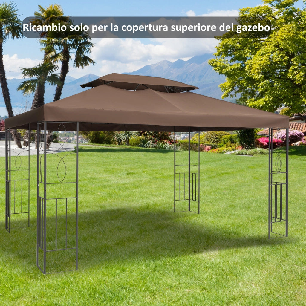Copertura Gazebo Giardino 3x4m Poliestere Impermeabile Anti-UV ¨C Minimal ¨C Marrone