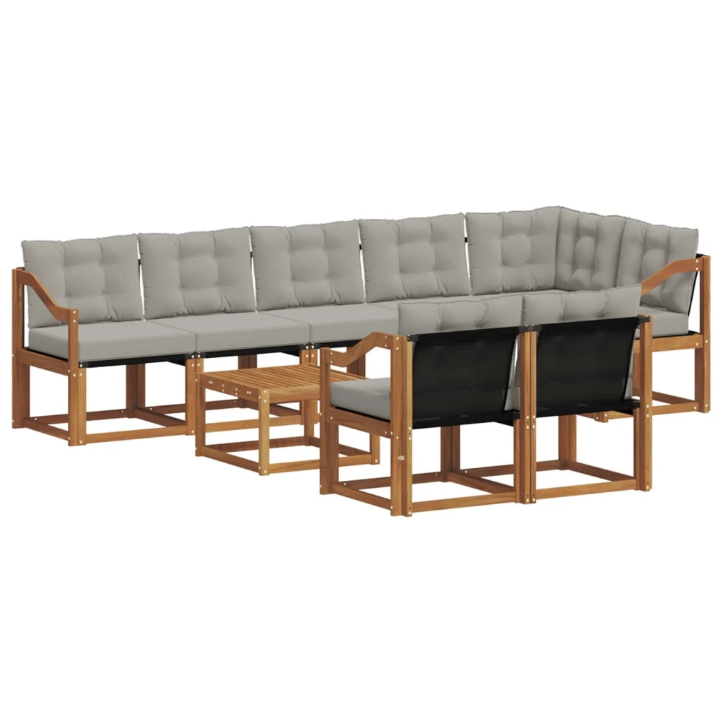 Set di divani da esterno 9 pcs Grigio Naturale e Chiaro