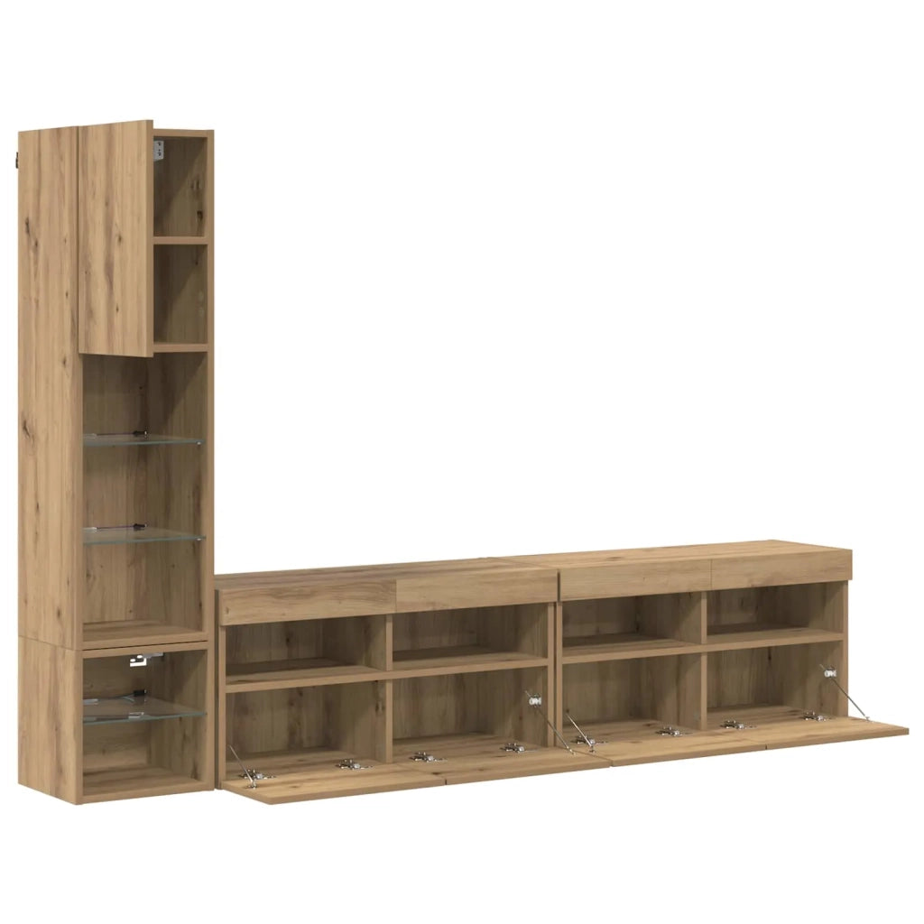 Unità TV da Parete 4 pcs Rovere artigianale Legno multistrato 3402966