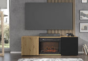 Mobile TV soggiorno cm 148x42x52,20h con caminetto  mod Auris 150 rovere