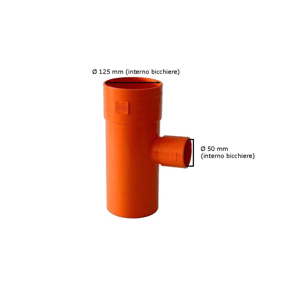 Derivazione ridotta 87.30° in pvc : Diametro - 125x50