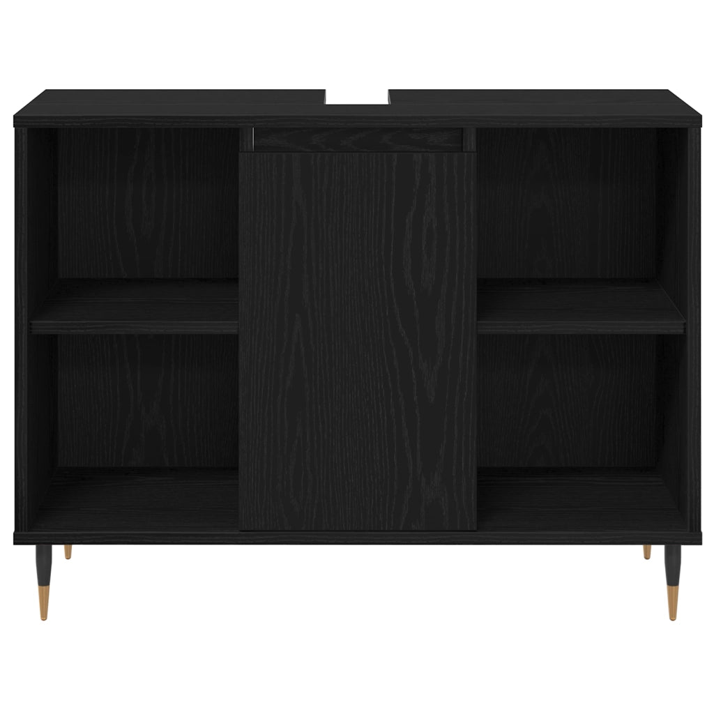 Set di mobili per il bagno 3 pezzi Rovere Nero Legno ingegnerizzato