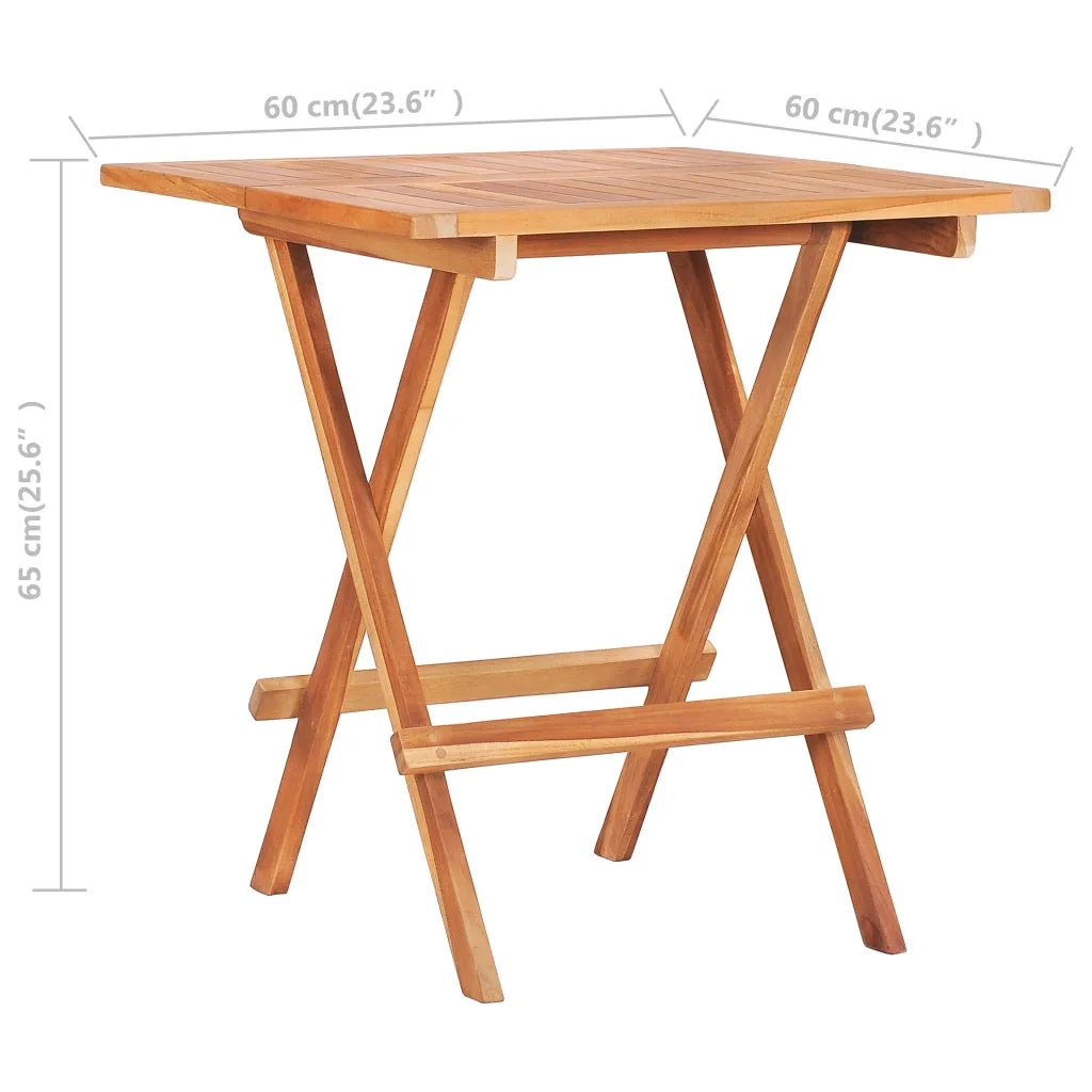 Tavolo da Bistrot Pieghevole 60x60x65 cm in Massello di Teak 48996