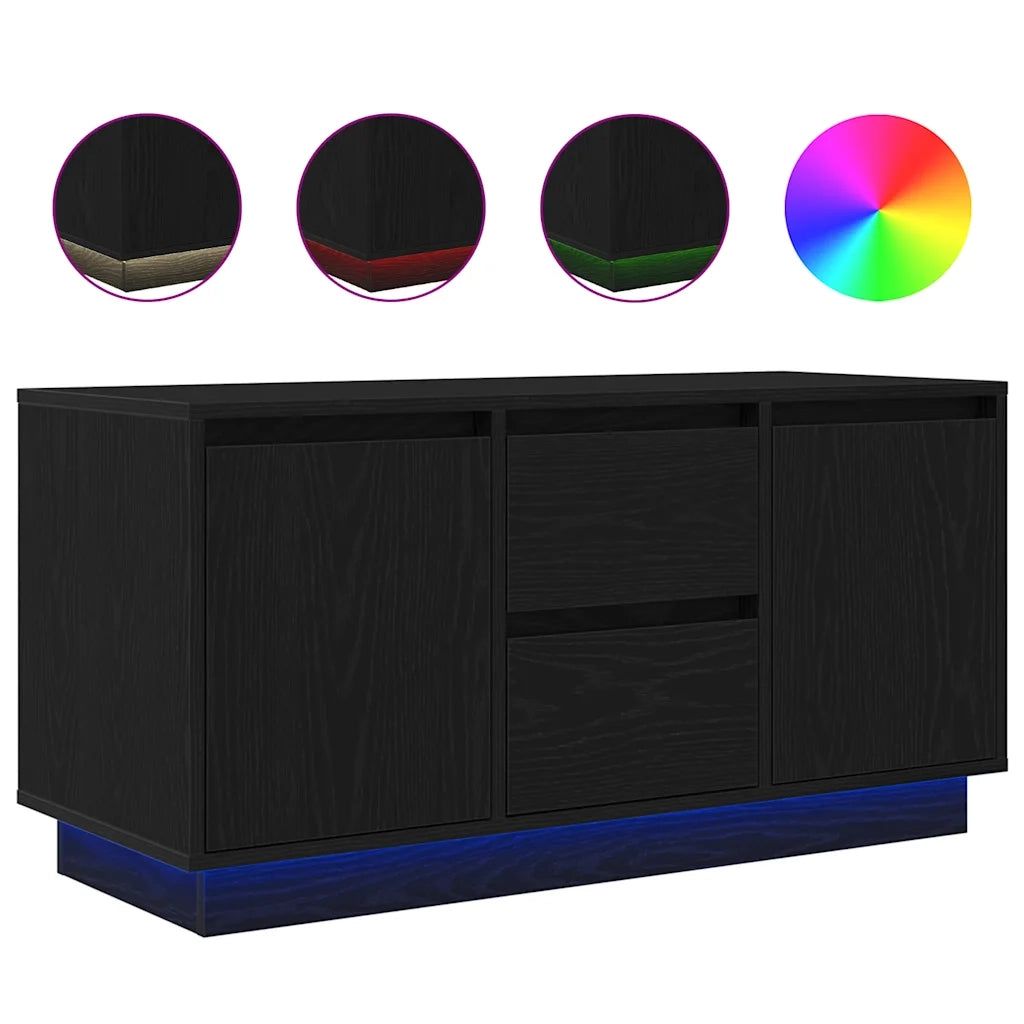 Mobile Porta TV con Luci LED Rovere Nero 100x41x50 cm 861410