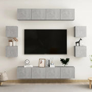 Set di Mobili Porta TV 8 pz Grigio Cemento in Legno Multistrato 3079068