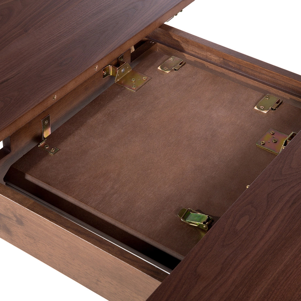 Tavolo da pranzo in noce scuro 150/190 x 90 cm, allungabile con gambe in legno, minimalista e scandinavo