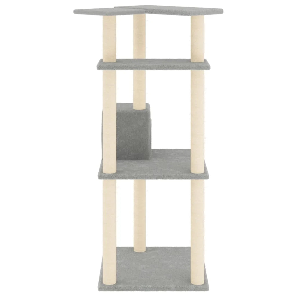 Tiragraffi per gatti torre per arrampicata giocattolo piattaforma per arrampicata con tiragraffi in sisal leggero 123 cm grigio 02_0022557