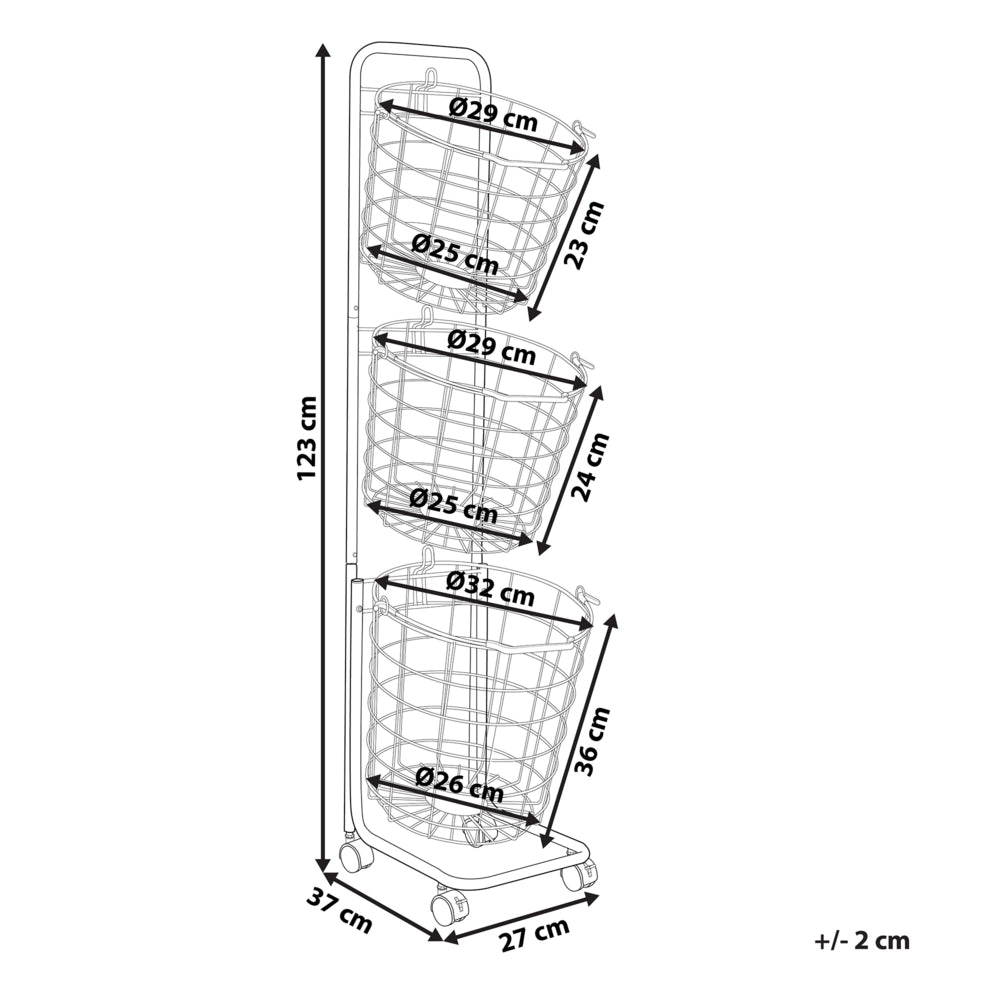 Carrello Portaoggetti per Bagno 3 Cestelli in Metallo di colore Grigio con Ruote moderno