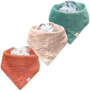 Set di 3 pezze per neonati - Mousseline - Ogni pezzo è reversibile e regolabile in dimensione - Foulard triangolare con disegno a tema pronto soccorso per neonati