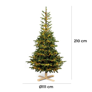 Albero di Natale Artificiale con 2900 LED Luce Calda 210 cm 731 Rami Apertura a Ombrello Verde